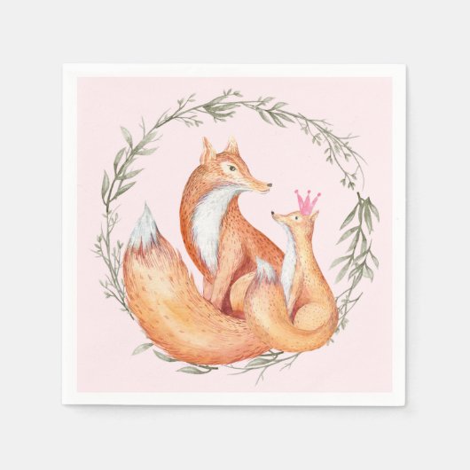 Fox Baby shower Napkins Servetten (Voorkant)