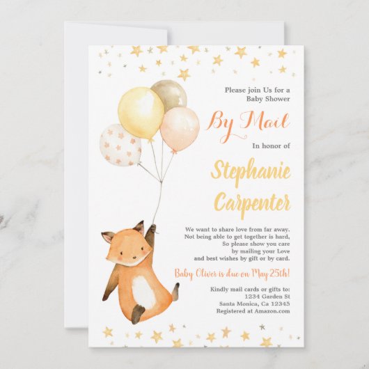Fox Baby shower per post Kaart (Voorkant)