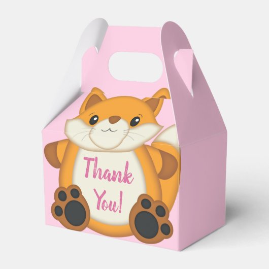 Fox Baby shower Roze Bedankdoosjes (Voorkant Zijde)
