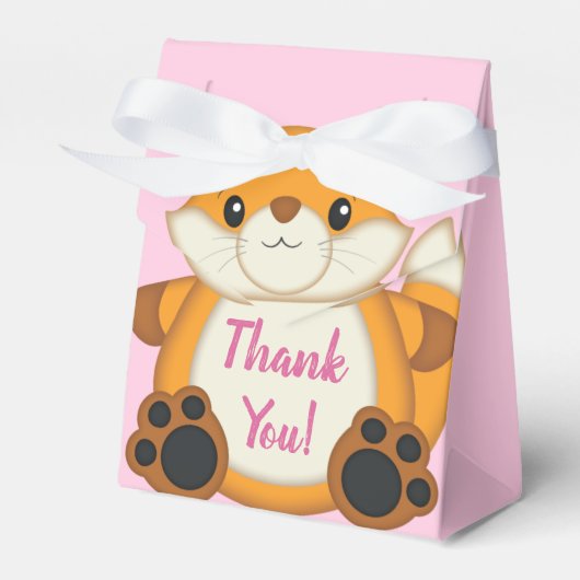 Fox Baby shower Roze Bedankdoosjes (Voorkant Zijde)
