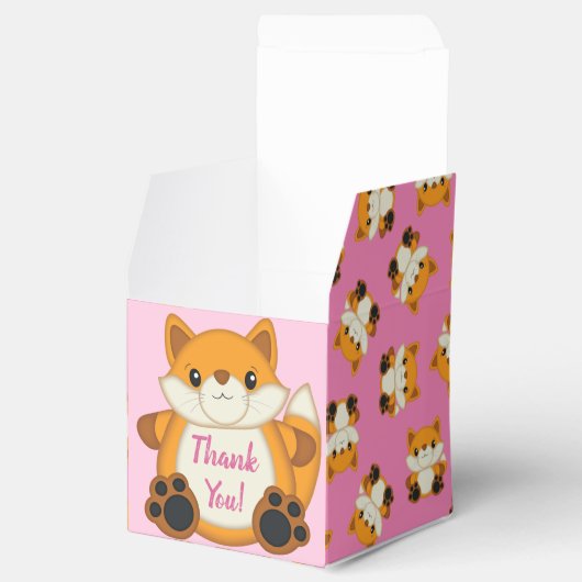 Fox Baby shower Roze Bedankdoosjes (Geopend)