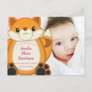 Fox Baby shower Roze Briefkaart