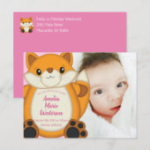 Fox Baby shower Roze Briefkaart (Voorkant / Achterkant)