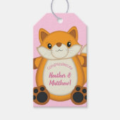 Fox Baby shower Roze Cadeaulabel (Voorkant)