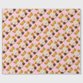 Fox Baby shower Roze Cadeaupapier (Vlak)