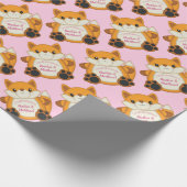 Fox Baby shower Roze Cadeaupapier (Hoek)