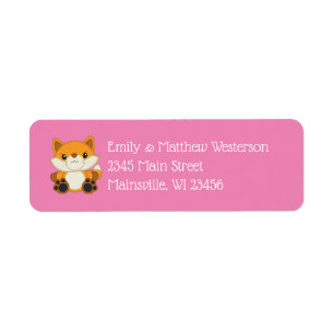 Fox Baby shower Roze Etiket