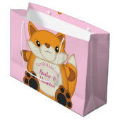 Fox Baby shower Roze Groot Cadeauzakje (Voorkant Gekanteld)