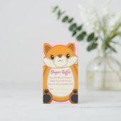 Fox Baby shower Roze Informatiekaartje (Staand voorkant)