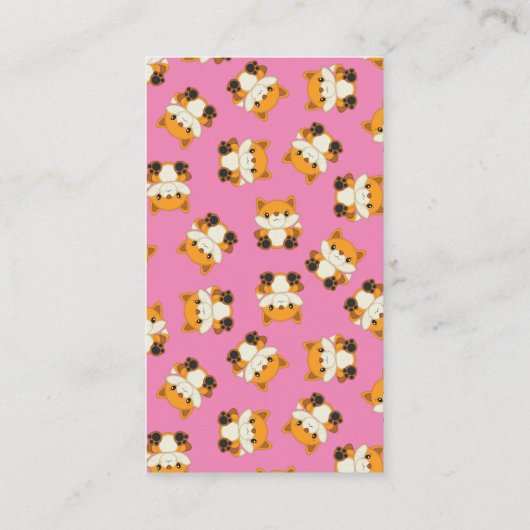 Fox Baby shower Roze Informatiekaartje (Achterkant)