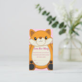 Fox Baby shower Roze Informatiekaartje (Staand voorkant)