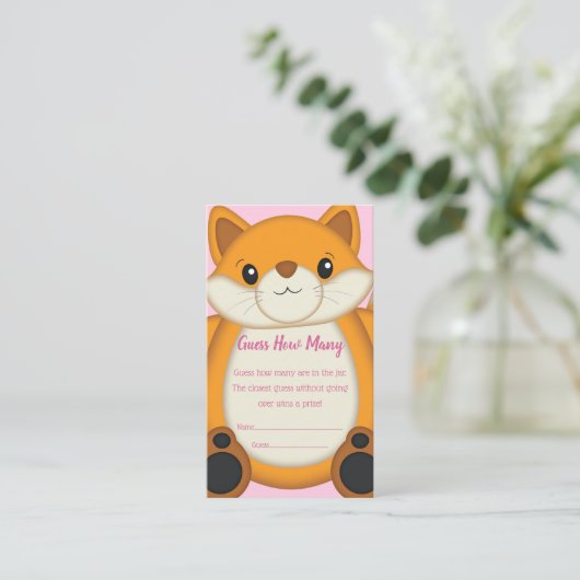 Fox Baby shower Roze Informatiekaartje (Staand voorkant)