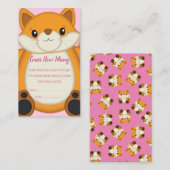 Fox Baby shower Roze Informatiekaartje (Voorkant / Achterkant)