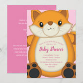 Fox Baby shower Roze Kaart (Voorkant / Achterkant)