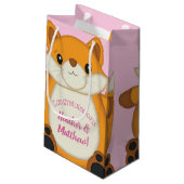Fox Baby shower Roze Klein Cadeauzakje (Achterkant Gekanteld)