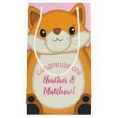 Fox Baby shower Roze Klein Cadeauzakje (Voorkant)