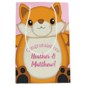 Fox Baby shower Roze Medium Cadeauzakje (Voorkant)