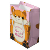 Fox Baby shower Roze Medium Cadeauzakje (Achterkant Gekanteld)