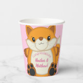 Fox Baby shower Roze Papieren Bekers (Achterkant)