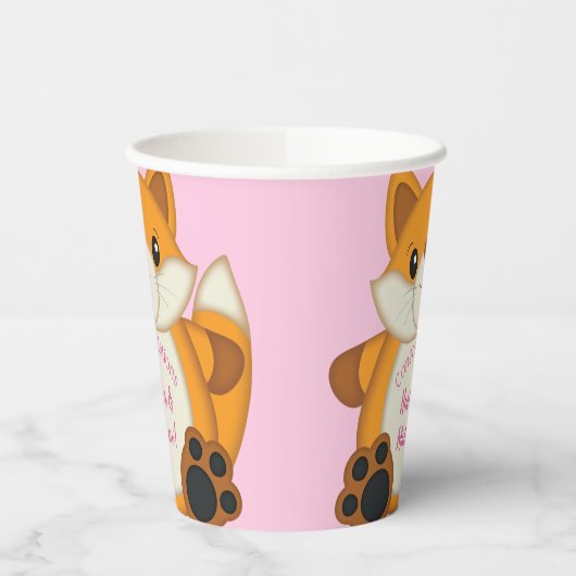 Fox Baby shower Roze Papieren Bekers (Links)