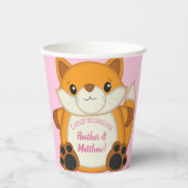Fox Baby shower Roze Papieren Bekers (Voorkant)
