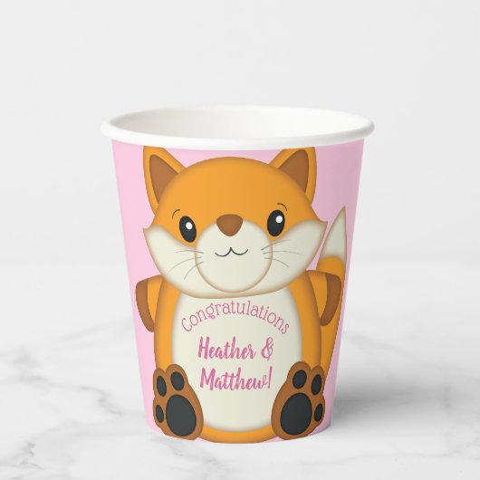 Fox Baby shower Roze Papieren Bekers (Voorkant)