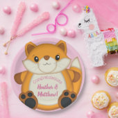 Fox Baby shower Roze Papieren Bordje (Feest)