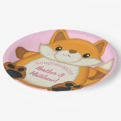 Fox Baby shower Roze Papieren Bordje (Gekanteld)