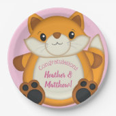 Fox Baby shower Roze Papieren Bordje (Voorkant)