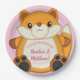 Fox Baby shower Roze Papieren Bordje