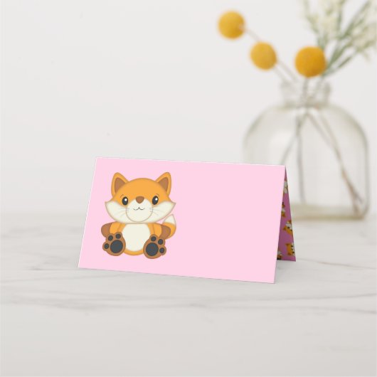 Fox Baby shower Roze Plaatskaartje (Voorkant)