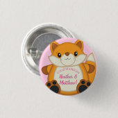 Fox Baby shower Roze Ronde Button 3,2 Cm (Voorkant /achterkant)