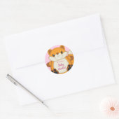 Fox Baby shower Roze Ronde Sticker (Envelop)