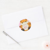 Fox Baby shower Roze Ronde Sticker (Envelop)