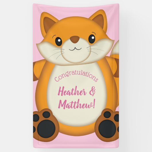 Fox Baby shower Roze Spandoek (Verticaal)