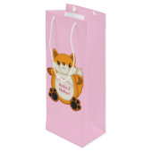 Fox Baby shower Roze Wijn Cadeautas (Achterkant Gekanteld)