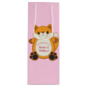 Fox Baby shower Roze Wijn Cadeautas (Voorkant)