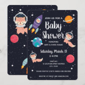 Fox Baby shower Space Navy Galaxy Baby shower Kaart (Voorkant / Achterkant)