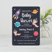 Fox Baby shower Space Navy Galaxy Baby shower Kaart (Staand voorkant)