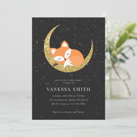 Fox Baby shower Uitnodiging (Staand voorkant)