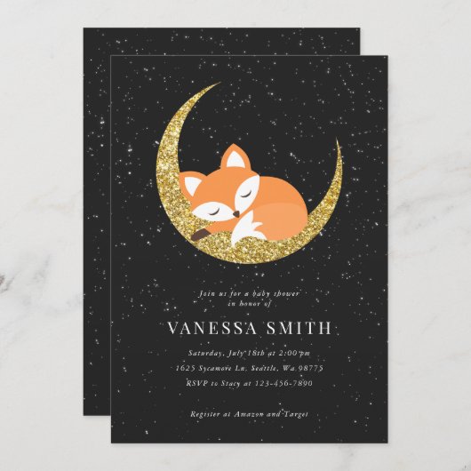 Fox Baby shower Uitnodiging (Voorkant / Achterkant)