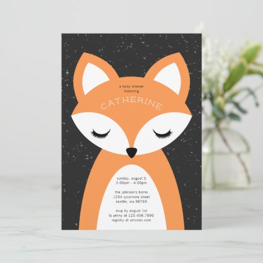 Fox Baby shower Uitnodiging (Staand voorkant)