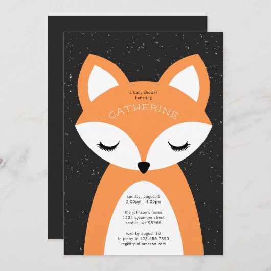Fox Baby shower Uitnodiging (Voorkant / Achterkant)