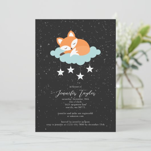 Fox Baby shower Uitnodiging (Staand voorkant)