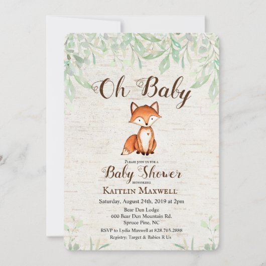 Fox Baby shower Uitnodiging (Voorkant)