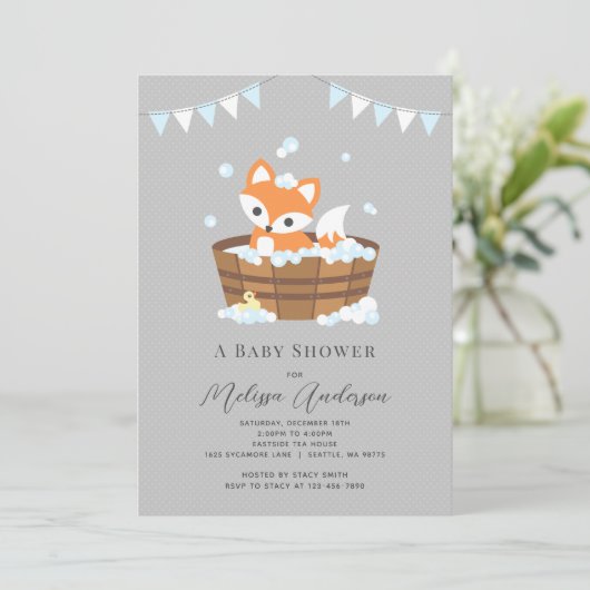 Fox Baby shower Uitnodiging (Staand voorkant)