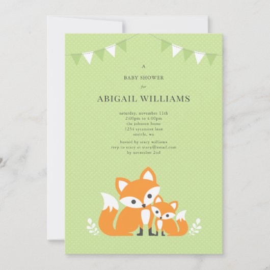 Fox Baby shower Uitnodiging (Voorkant)