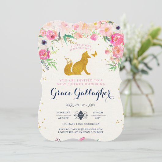 Fox Baby shower Uitnodiging (Staand voorkant)