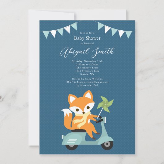 Fox Baby shower Uitnodiging (Voorkant)