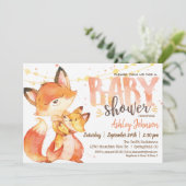 Fox Baby shower uitnodiging Gender Neutral Woodlan (Staand voorkant)